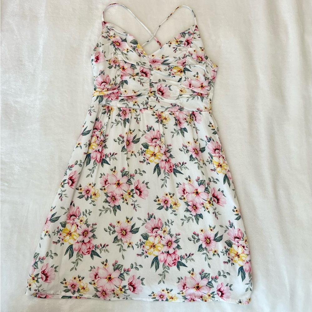 Floral Lace Up Back Dress